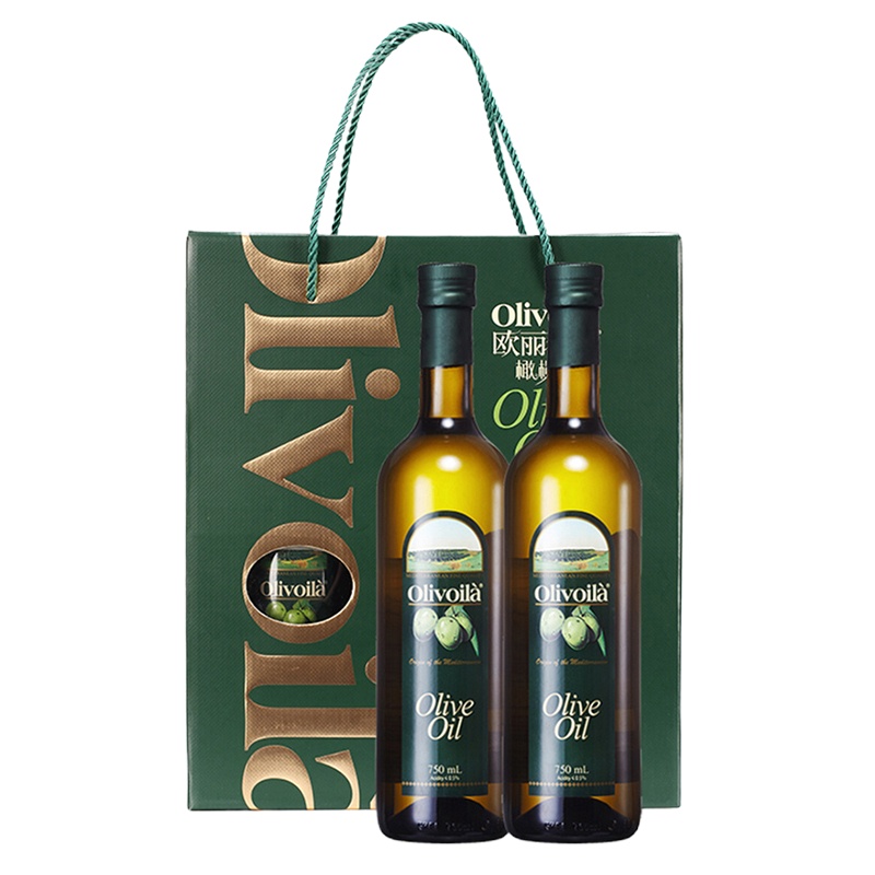 欧丽薇兰(olivoila) 纯正橄榄油简装套盒 750ml*2 炒菜食用油 橄榄油