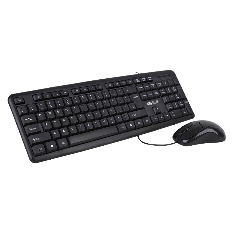 企采严选吉选 KM810PU 办公键鼠套装 有线键鼠套装 静音 防泼溅 PS2圆口键盘 USB鼠标 黑