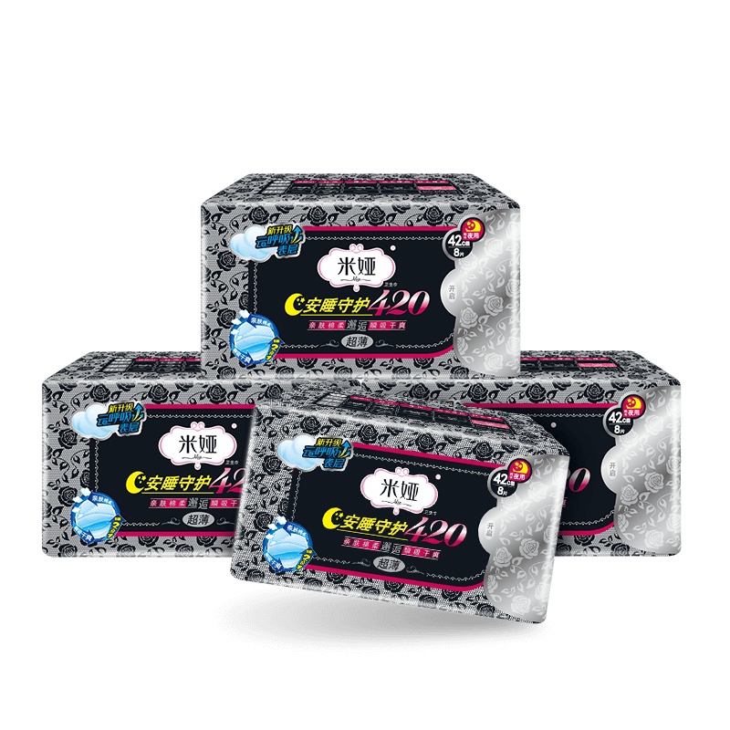 MIA/米娅黑米420超薄夜用卫生巾4包装
