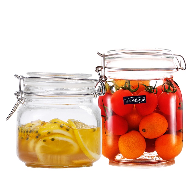 喜碧 斯格系列750ml+1000ml密封罐玻璃瓶子带盖食品储物罐头家用腌制蜂蜜罐柠檬泡菜坛子 两只装