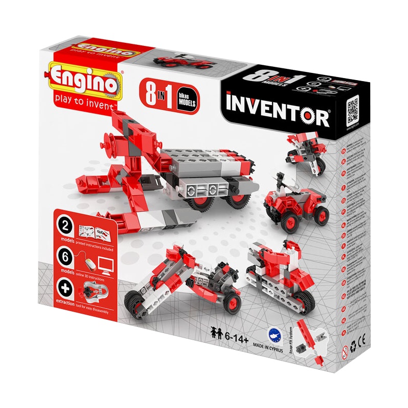 engino英吉诺欧洲原装进口儿童益智玩具8合1拼装积木模型男孩女孩礼物 摩托车拼装模型