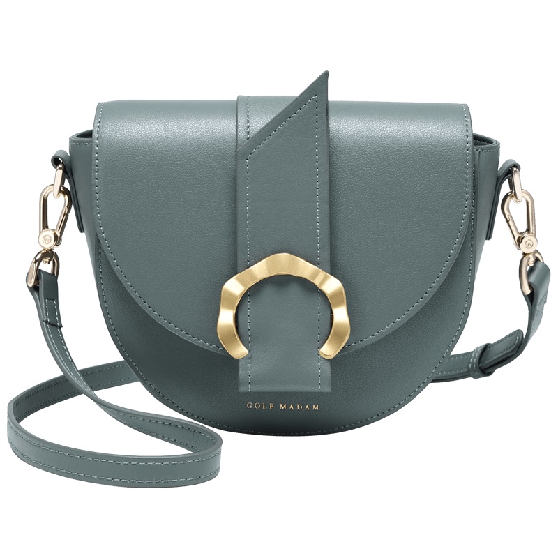 高尔夫GOLF耐磨牛皮斜挎包复古半圆马鞍包时尚女士单肩包简约休闲