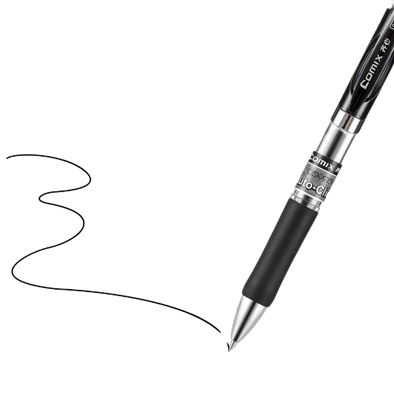 齐心 黑色 子弹头按动中性笔/水笔/0.5mm会议签字笔 20支装