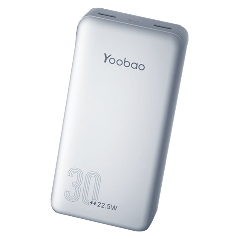 羽博 充电宝移动电源30DQ 雪山白 30000mAh 大容量22.5W快充闪充手机通用移动电源