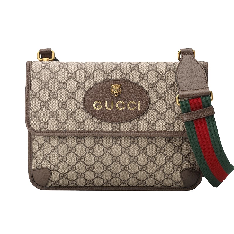 【海外直邮】GUCCI 古驰男女包啡色情侣同款邮差包中号单肩斜挎包495654 9C2VT 8745