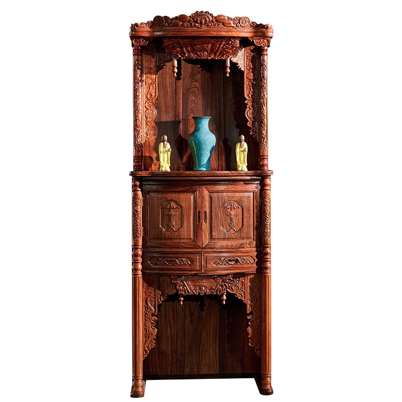 周家庄 红木家具非洲花梨(学名:刺猬紫檀)实木佛龛 佛台 神位 新中式神台 佛龛