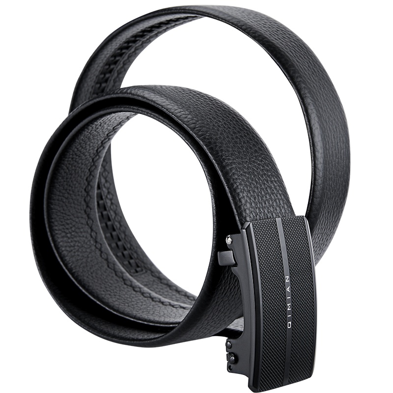 七面纳帕头层牛皮自动扣皮带