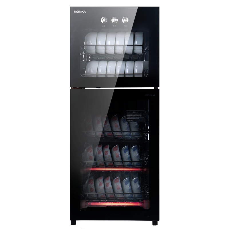 康佳(KONKA)立式消毒碗柜 ZTP168K23(新款)二星级家用厨房饭店酒店商用臭氧+高温125℃餐具消毒抑菌85L