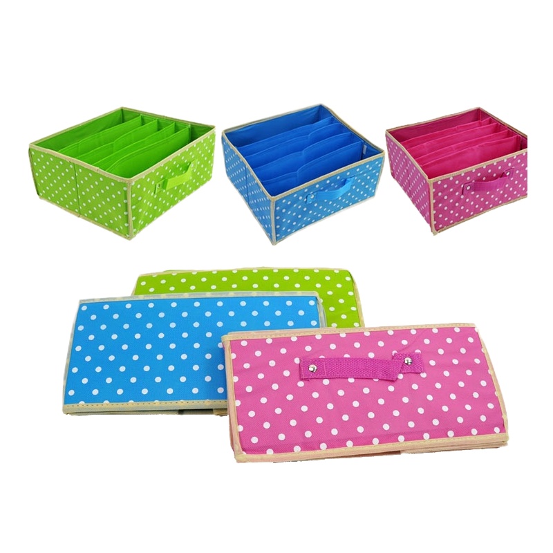 点点收纳五格无盖多用收纳箱收纳箱布艺无盖袜子短裤收纳盒抽屉式衣柜装衣服储物箱小号可折叠颜色随机