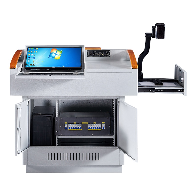 汉诺鑫威多媒体讲台钢制演讲台电教中控多功能学校老师教师教室讲台桌简约 [单桌]