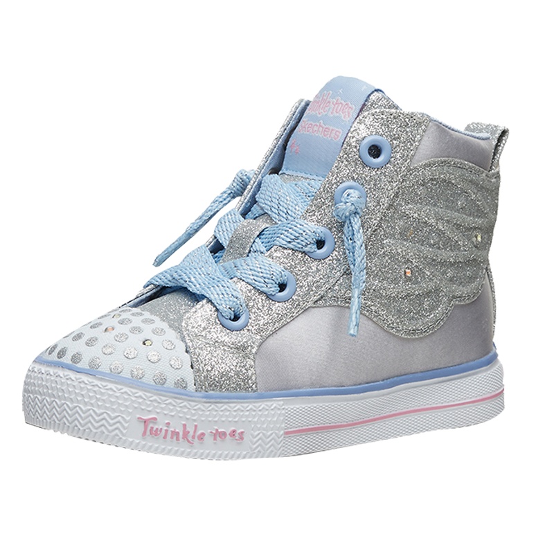 Skechers斯凯奇童鞋闪钻灯中帮帆布鞋女童翅膀侧拉20081N