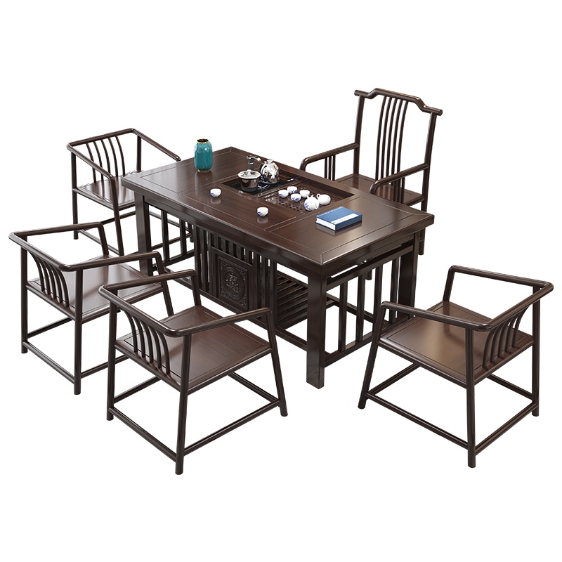 怡红院 茶桌椅组合 新中式实木茶桌椅禅意功夫茶台办公室民宿茶室喝泡茶桌具套装