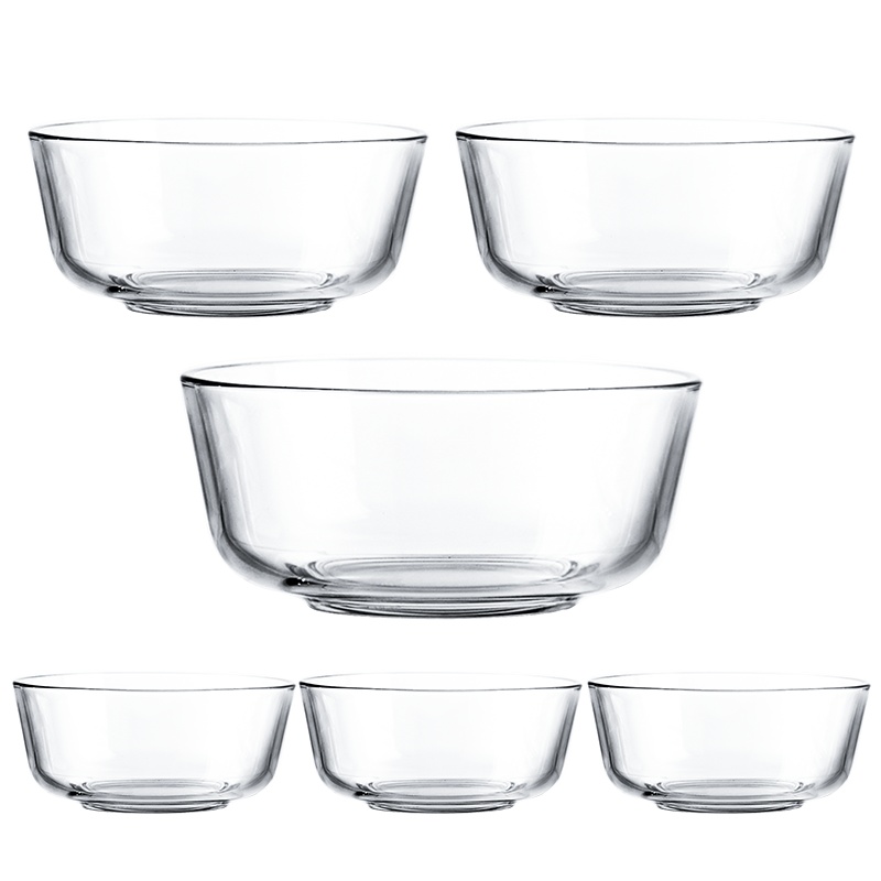 Ocean进口无铅玻璃加厚沙拉碗水果碗耐热米饭碗汤碗面碗大中小6件套