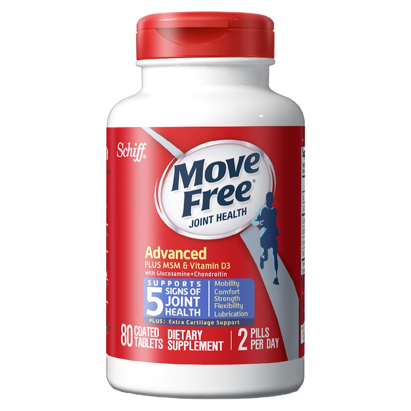 [添加MSM维生素D3]旭福Schiff Move Free维骨力氨糖软骨素钙加维D片 蓝瓶80粒