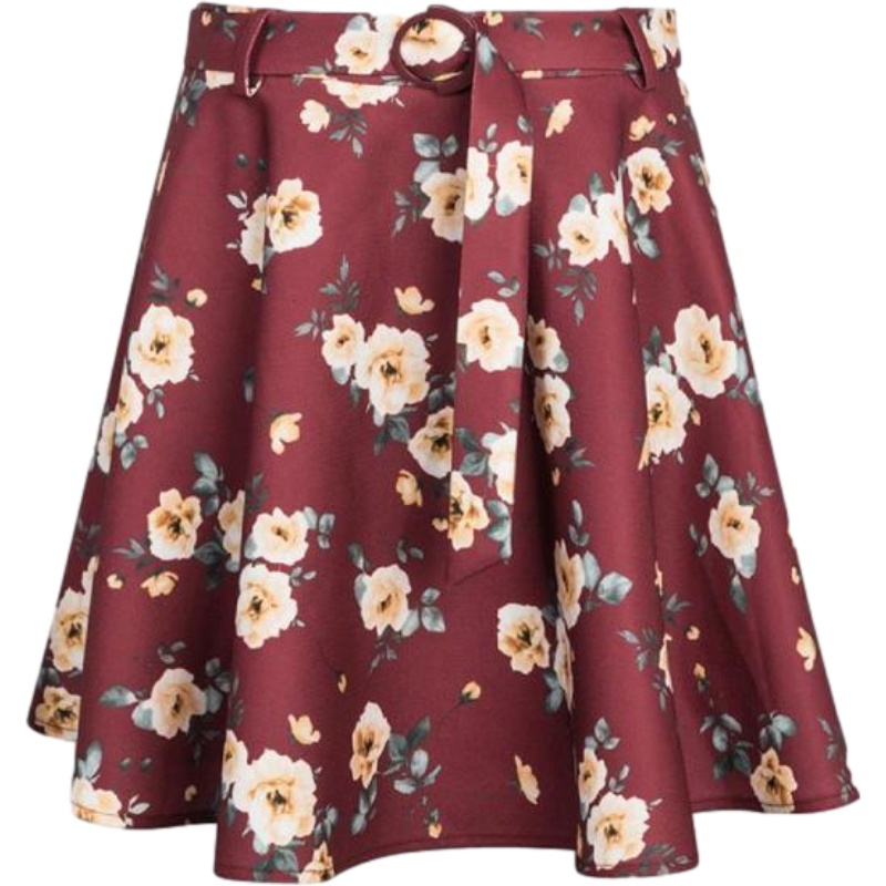 【专柜同款】拉夏贝尔短款A字裙时尚夏韩版显瘦甜美碎花ins小清新半身裙女20011889_601 混色 S