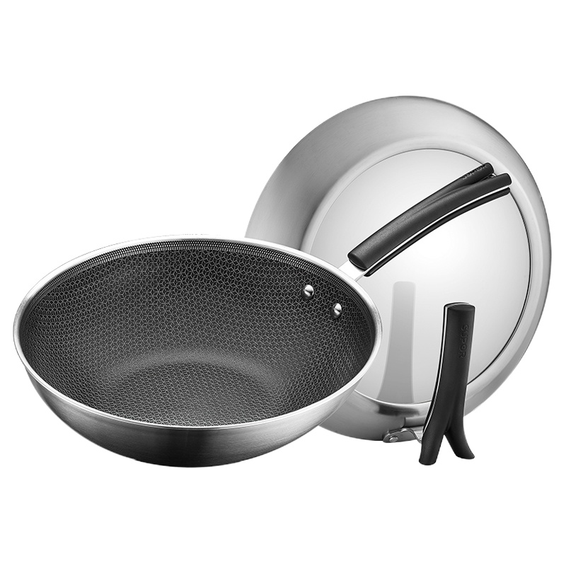 苏泊尔 SUPOR X晶盾316不锈钢少油烟防粘30cm炒锅CC30JA1 It