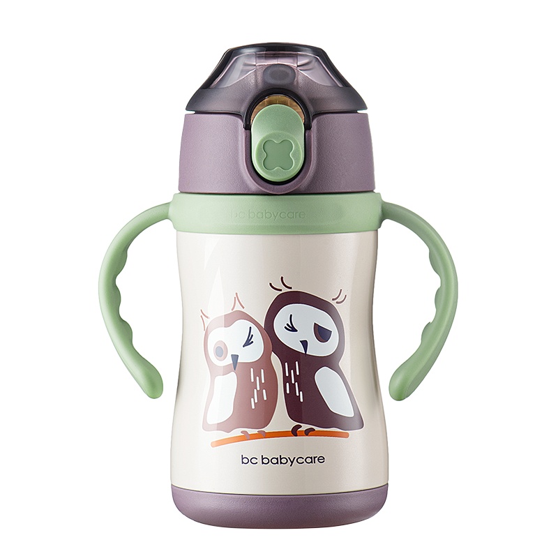 babycare儿童保温杯带吸管防摔外出携带宝宝喝水杯子婴儿保温水壶 保温用品 伦蒂猫头鹰 240ML