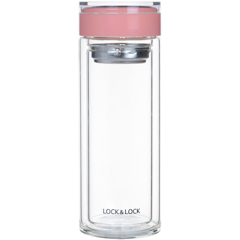 乐扣乐扣水杯男女情侣便携茶杯家用双层透明玻璃杯泡茶杯子水壶