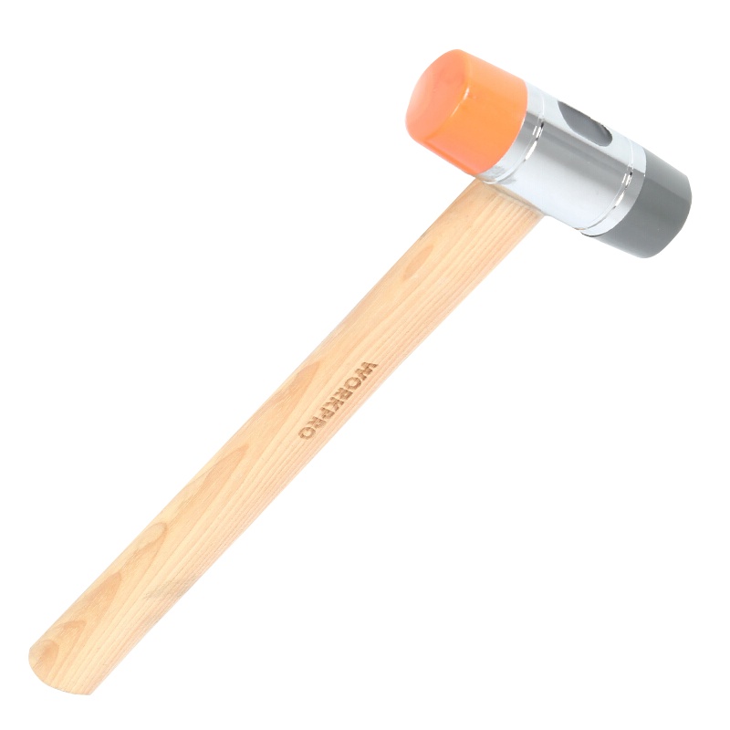 万克宝锌合金双面安装锤胡桃木柄橡胶锤 W041053