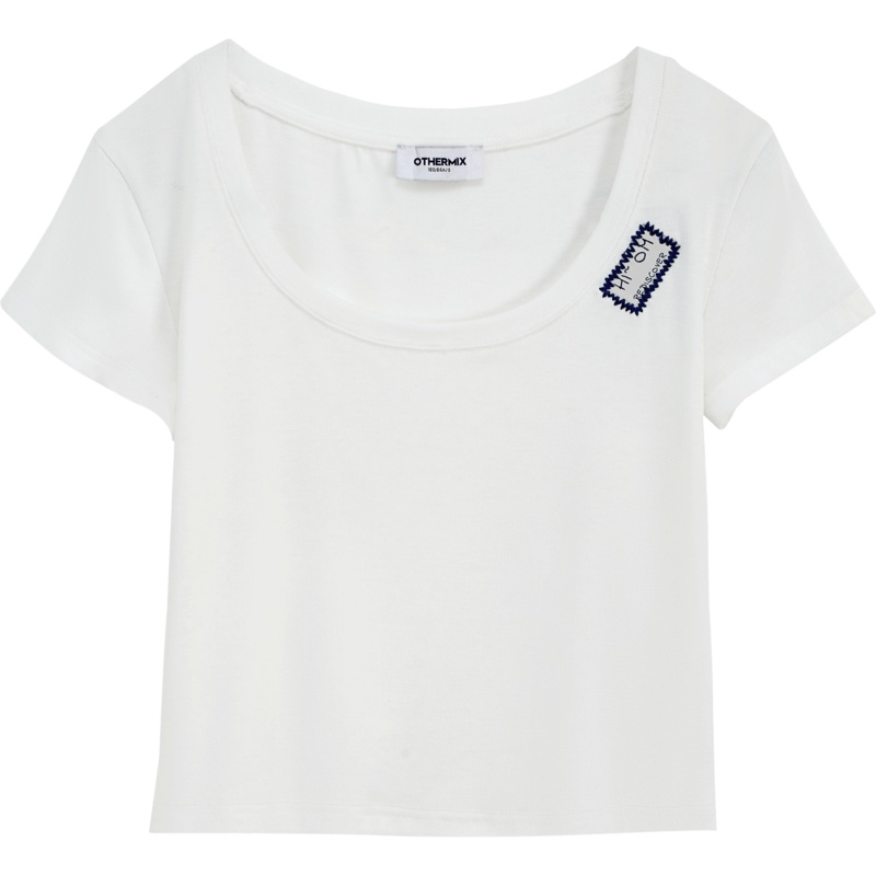 OtherMix甜妹小短t恤2021年夏季新款设计师【原创】白色女上衣潮