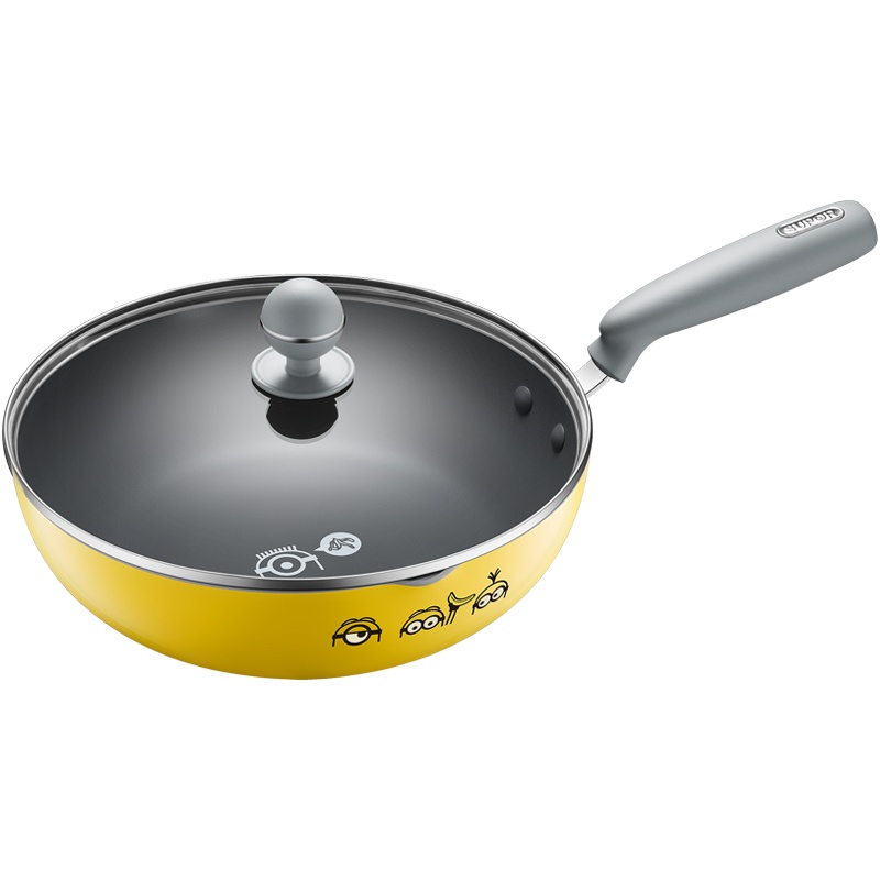 苏泊尔(SUPOR)萌趣造型不粘平底深型煎炒锅少油烟家用烹饪锅具燃气电磁炉通用28cm EJ28RCP-03送多用剪刀