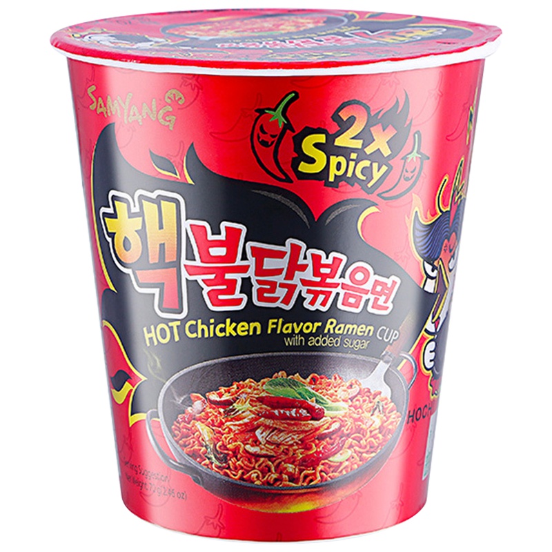 [双倍爆辣]三养(Samyang) 双倍辣火鸡杯面 70g 干拌面 泡面 方便速食 进口食品 韩国进口