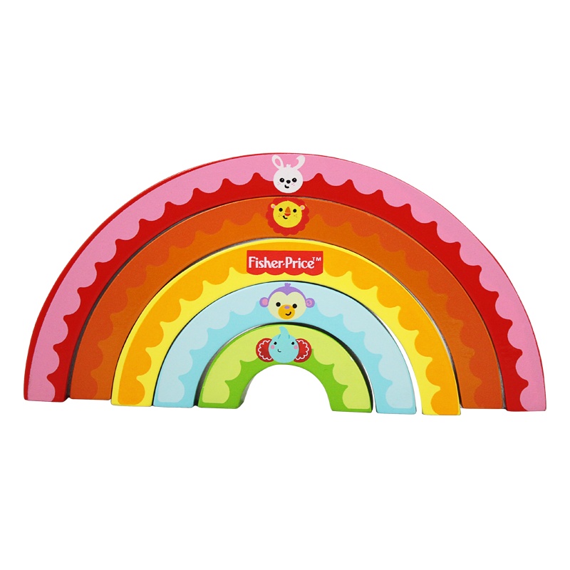 [苏宁自营]费雪木制积木玩具彩虹桥1-3岁儿童宝宝拼插益智启蒙叠叠乐FP1003