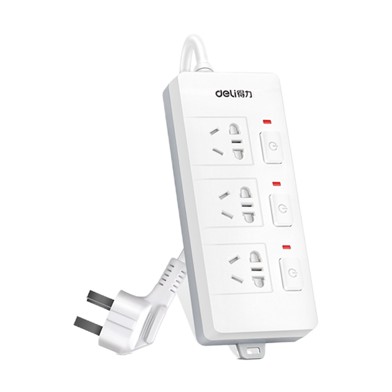 得力(deli)3985接线板 单控系列插排插座插线板 电源接线板2.8米拖线板防触电 3组合孔 全长3米 白色