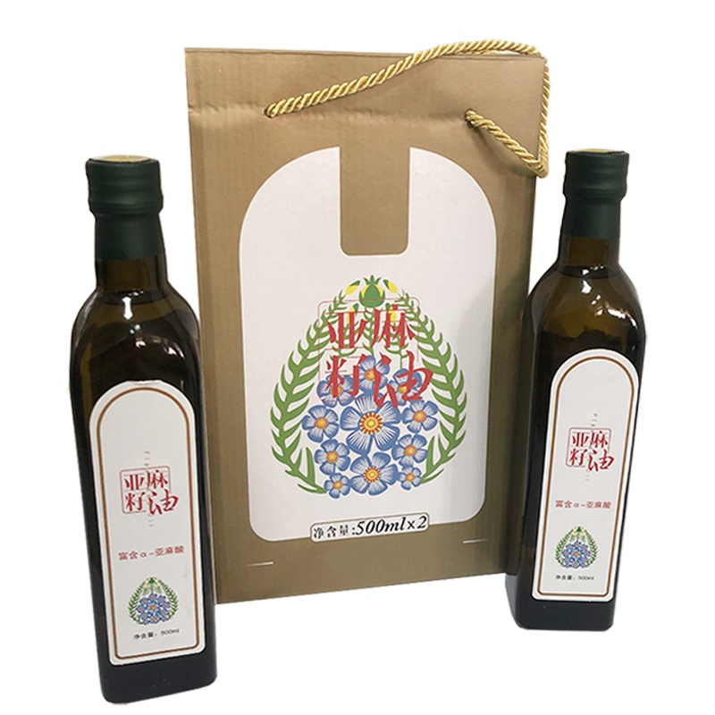 【域农】亚麻籽油500ml*2瓶 低温物理压榨亚麻籽油 一级活性冷榨油