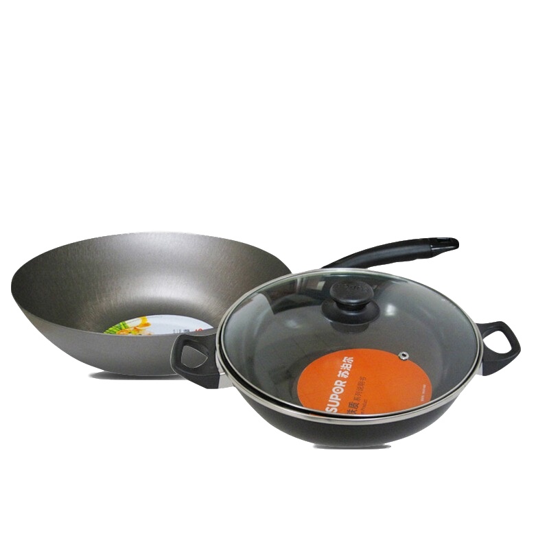 苏泊尔锅具套装组合t0904q家用二件套装锅炒菜锅铁锅团购礼品送生铁无涂层