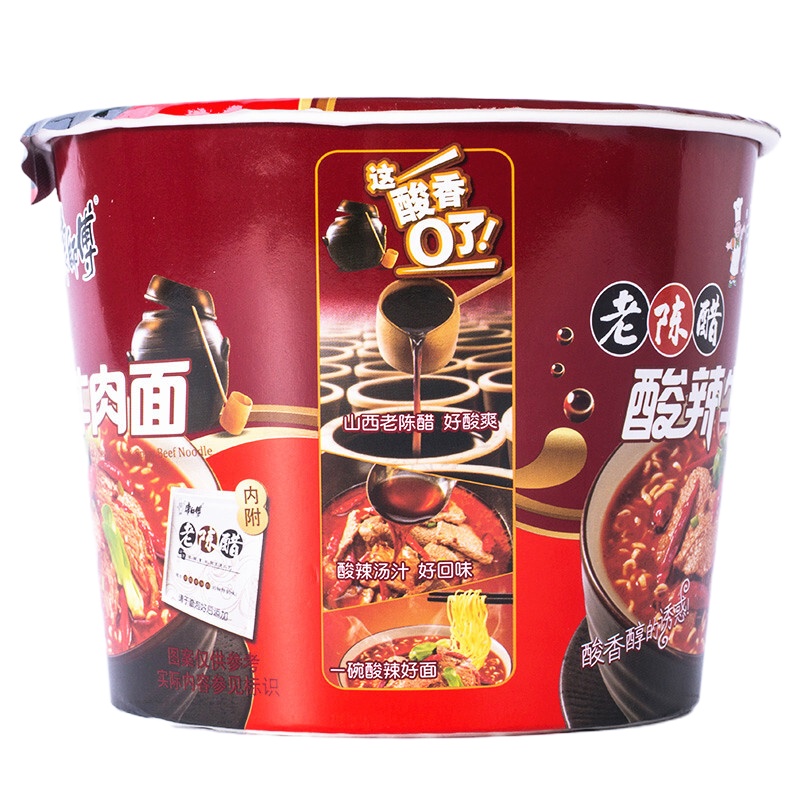 康师傅 老陈醋酸辣牛肉 桶面 12桶/箱