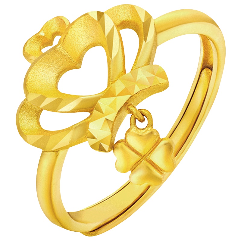 周大福花月佳期皇冠足金金饰品戒指计价F203274（工费：88元）