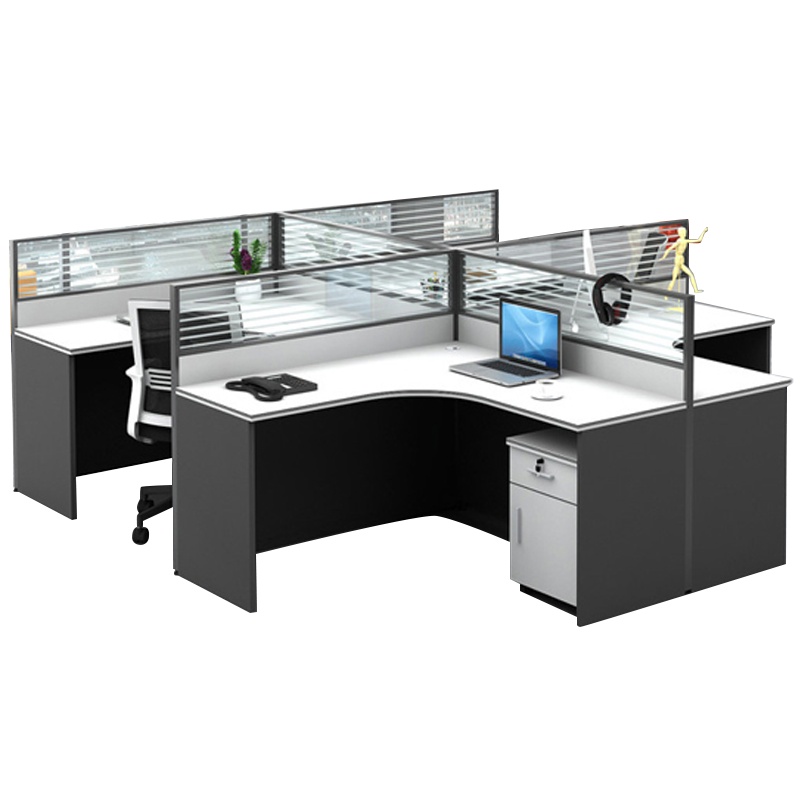 三能 办公桌椅组合简约现代家具办公职员桌隔断46四人位员工屏风办公桌