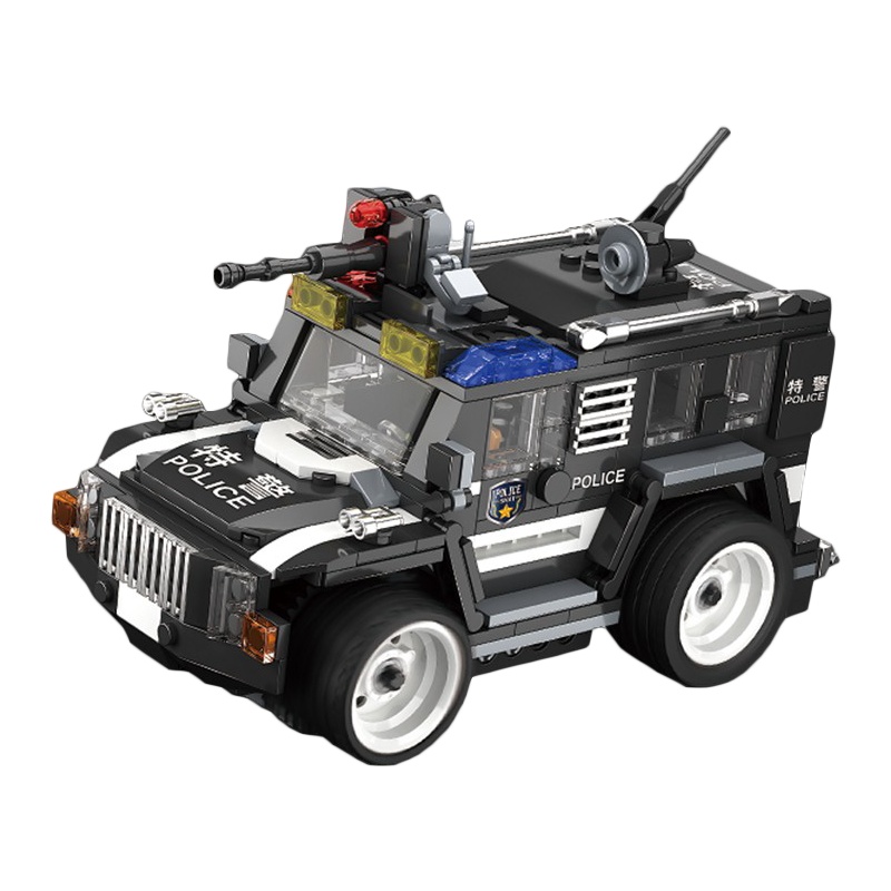 奥迪双钻维思积木男孩拼装玩具遥控特警防暴车HA389052
