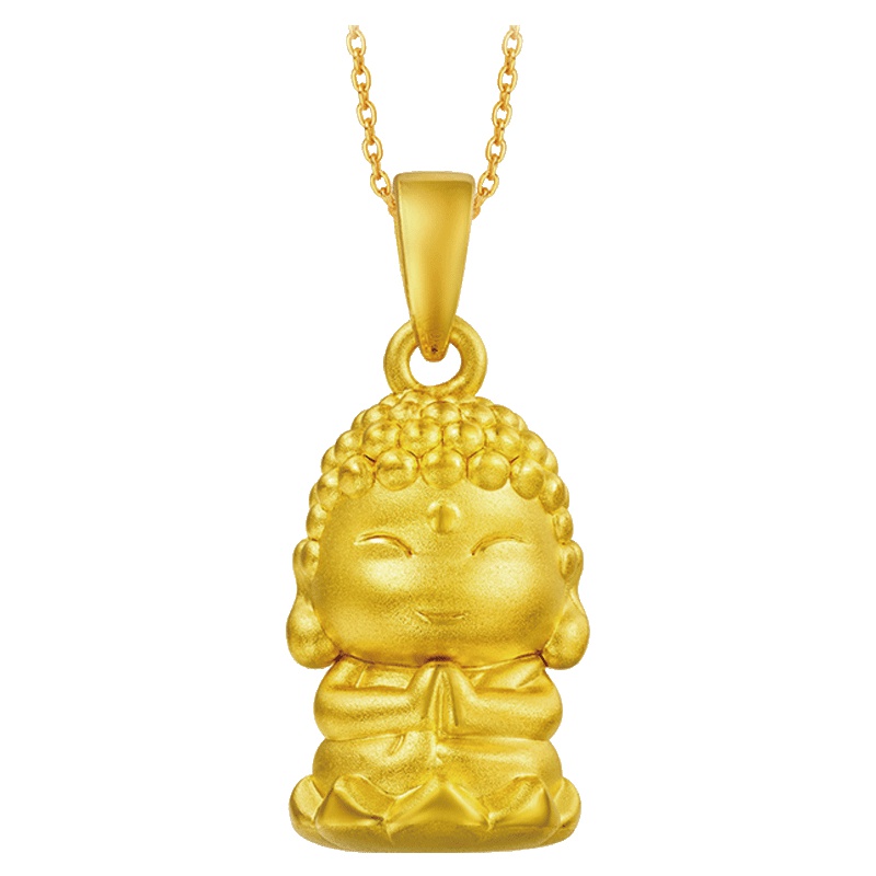 周大福珠宝首饰佛足金黄金坠R19030