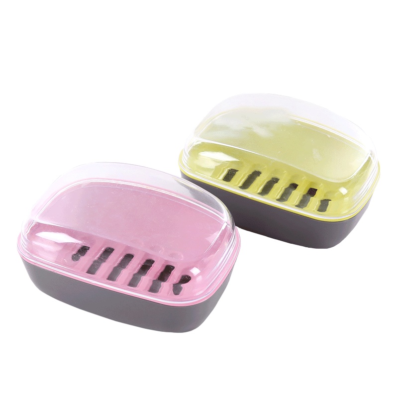 苏宁宜品 香皂盒 2只装 带盖双层沥水肥皂盒卫生间收纳盒沥水香皂架 颜色随机