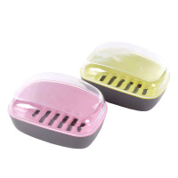 苏宁宜品 香皂盒 2只装 带盖双层沥水肥皂盒卫生间收纳盒沥水香皂架 颜色随机