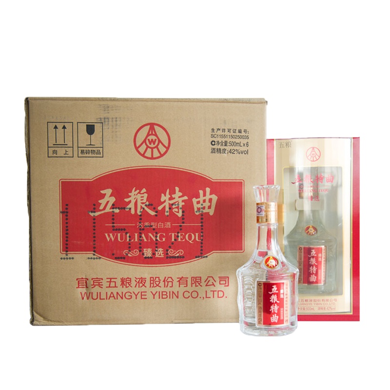 五粮液股份出品 五粮特曲 臻选 42度 浓香型白酒 500ml 6瓶装