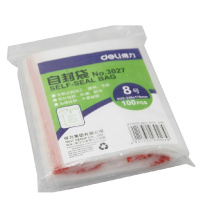 得力(deli) M 3027自封袋(透明)-8号(100个/包)240x170mm0.04mm