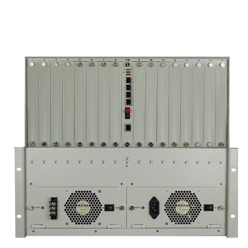 博扬PDH电话光端机机框引擎16槽+4路百兆网口双电源 4U插卡式单纤20km FC接口 BY-ENG-4FE-4U