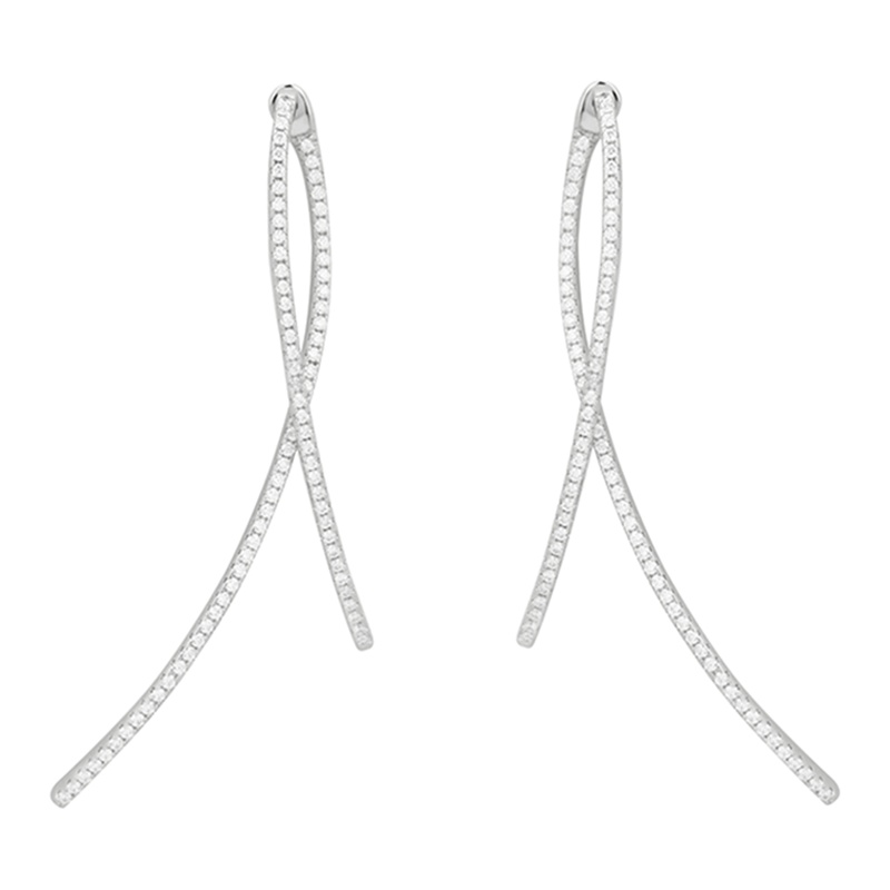 【apm MONACO】林志玲同款双曲线长短弧形耳钉气质耳扣高贵925银耳饰时尚女士穿孔耳环耳坠首饰 银色