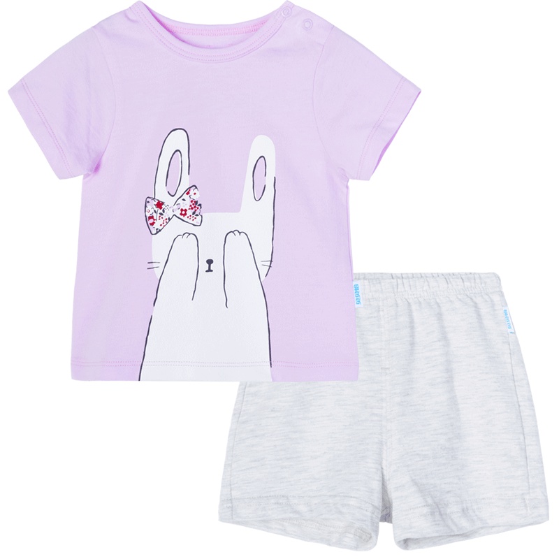 贝贝怡男女童短袖套装夏季宝宝洋气纯棉T恤短裤192T336