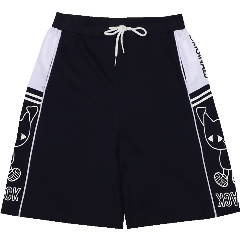 a02新款2020时尚撞色卡通印花宽松直筒抽绳短裤女潮DTV2D0781PN