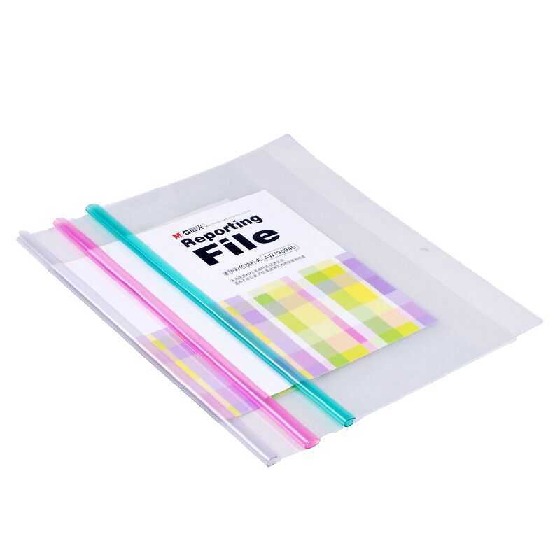 [精选]晨光(M&G)透明彩色抽杆夹10个装颜色随机AWT90945