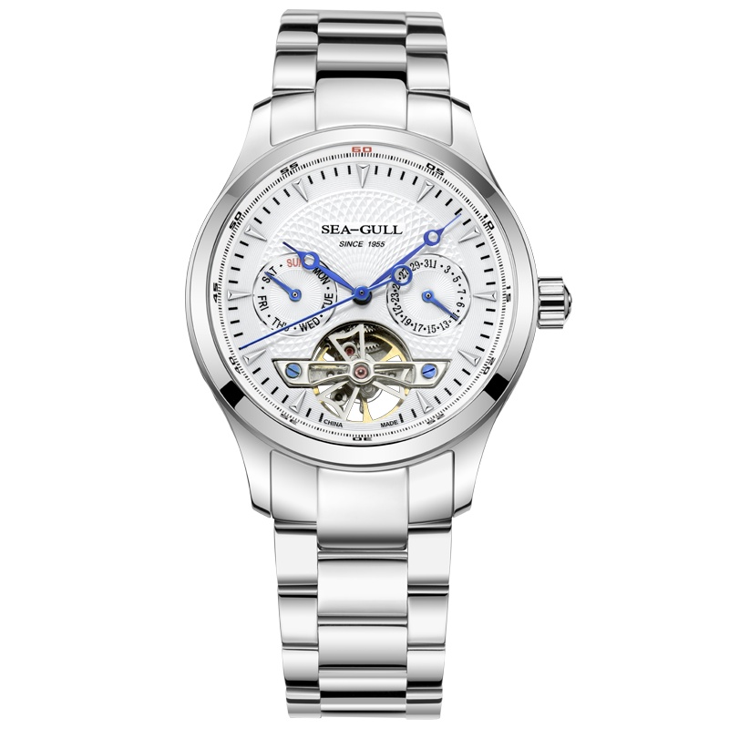 海鸥表（SEAGULL）海鸥飞轮传奇运动 自动机械表 男士镂空钢带防水男表手表163