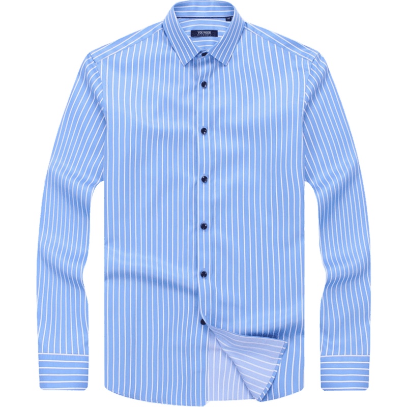 雅戈尔新款棉涤混纺素雅条纹修身男士衬衣男士长袖衬衫