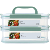 乐扣乐扣(LOCK&LOCK) 美特乐保鲜盒塑料大容量透明食品带盖蔬菜盒便携冰箱专用MTL224HS2M
