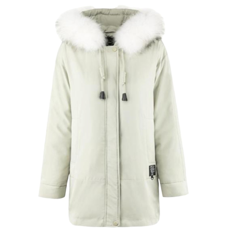 【专柜同款】拉夏贝尔中长款棉服2019冬季新款貉子毛领时尚设计棉袄大衣外套女10022181