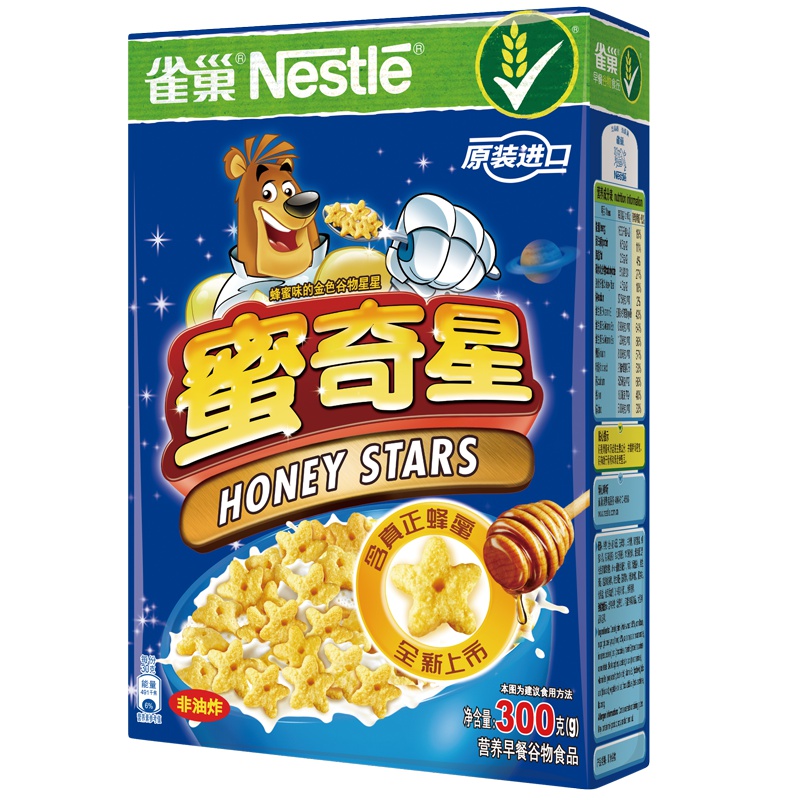 雀巢(Nestle)蜜奇星 麦片非油炸儿童谷物零食 原装进口 富含多种维生素 即食谷物300g