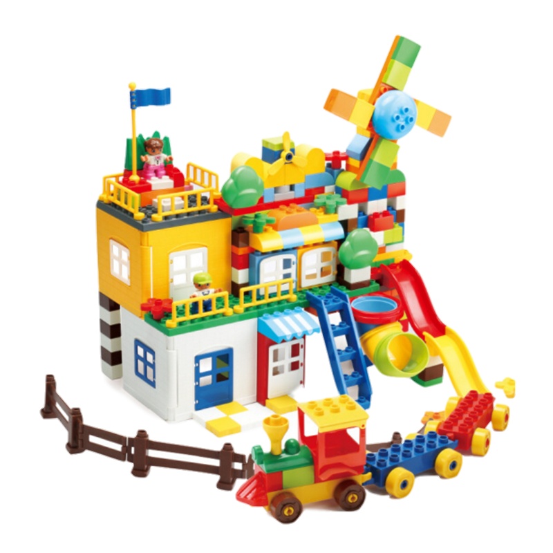 费乐(FEELO)大颗粒积木248粒风车管道庄园1628 拼装立体拼插积木 2-6岁儿童早教玩具 男女孩 宝宝节日礼物